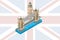 isometric famous place in london tower bridge, vector illustration