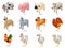 Isometric farm animals. Low poly cow, pig and sheep. Polygonal goat, voxel domestic birds and horse 3D cartoon vector