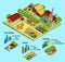 Isometric Farm Infographic Concept