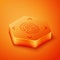 Isometric Fingerprint icon isolated on orange background. ID app icon. Identification sign. Touch id. Orange hexagon