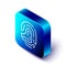 Isometric Fingerprint icon isolated on white background. ID app icon. Identification sign. Touch id. Blue square button
