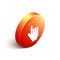Isometric Fingerprint icon isolated on white background. ID app icon. Identification sign. Touch id. Orange circle