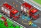 Isometric Firefighter Truck in Front View