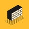 Isometric Firewall, security wall icon isolated on yellow background. Vector