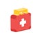 Isometric First aid kit box. Flat design.