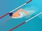 Isometric Fit Swimmer Training in the Swimming Ppool. Vector illustration Professional Male Swimmer