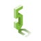 Isometric five green icon, 3d character with shadow