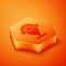 Isometric Five stars customer product rating review icon isolated on orange background. Favorite, best rating, award