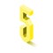 Isometric five yellow icon, 3d character with shadow