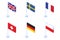 Isometric flag of the countries icons set.