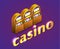 Isometric flat 3D casino. Gold coins