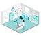 Isometric flat 3D concept interior of science laboratory.