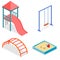 Isometric flat 3D concept web kids playground set.