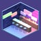 Isometric flat 3D isolated concept cutaway Bar in the nightclub.