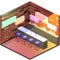 Isometric flat 3D isolated concept cutaway Bar in the nightclub.