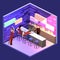 Isometric flat 3D isolated concept cutaway Bar in the nightclub.