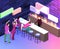 Isometric flat 3D isolated concept cutaway Bar in the nightclub.