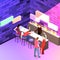 Isometric flat 3D isolated concept cutaway Bar in the nightclub.