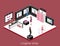 Isometric flat 3D isolated concept cutaway interior lingerie store