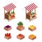 Isometric flat 3D isolated concept fruit stand.