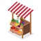 Isometric flat 3D isolated concept fruit stand.