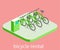 Isometric flat 3D isolated cutaway interior bicycle rental