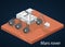 Isometric flat 3D isolated vector Rover standing on Mars