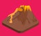 Isometric flat 3D isolated vector volcano