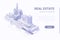 Isometric Flat 3D Smartcity Skyscraper business district vector concept