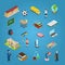 Isometric flat education icon line Educatio