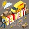 Isometric Flat Express Delivery Services 3d