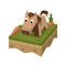 Isometric flat horse on the tile of ground