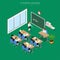 Isometric flat interior school, college vector. Ed