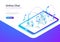 Isometric Flat People social network vector. Teamw