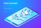 Isometric Flat People social network vector. Teamw