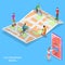 Isometric flat vector concept of city eco transportation, rent online service.