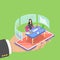 Isometric flat vector concept of online, expert, virtual business assistant.