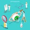 Isometric flat vector concept of ophthalmology, eyesight check up.