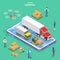 Isometric flat vector concept of smart logistics and transportation.