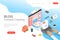 Isometric flat vector landing page tempate of creative business blogging.