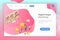 Isometric flat vector landing page template of digital target marketing.