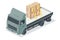 Isometric Flatbed Cargo Truck with Boxes. Commercial Transport. Logistics. City Object for Infographics. Car for Carriage of Goods