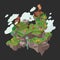 Isometric floating prehistoric island. Vector illustration decorative design