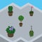 Isometric Flower Set Of Grower, Flowerpot, Blossom And Other Vector Objects. Also Includes Blossom, Cactus, Peyote