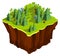 Isometric forest flying island. Cartoon game ground