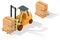 Isometric forklift truck with box