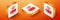 Isometric Free Wi-fi icon isolated on orange background. Wi-fi symbol. Wireless Network icon. Wi-fi zone. Orange square