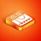 Isometric French baguette bread icon isolated on orange background. Vector