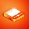 Isometric FTP folder icon isolated on orange background. Software update, transfer protocol, router, teamwork tool