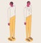 Isometric full color outline man standing in business clothes. Concept simplified male character from front and back